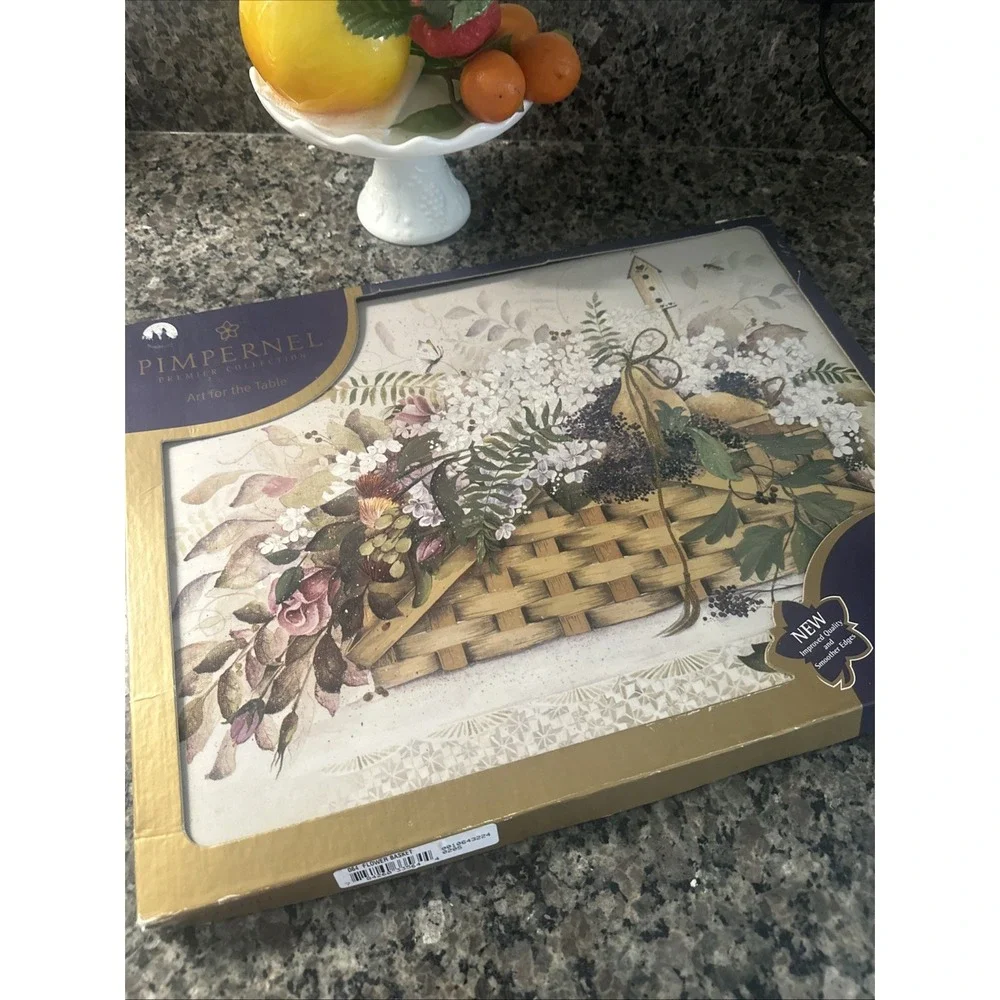 Pimpernel Cork Backed Placemats Set of 4 Floral Basket  Assorted